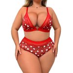 New Plus-size Sexy and Spicy Lingerie Set, European and American Export Printed Deep V-neck Low-cut Close-fitting Lingerie - 图片 3