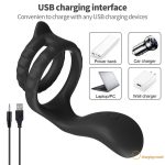 3 in 1 Vibrating Cock Ring Male Vibrator Penis Ring Delay Ejaculation Perineum Stimulator Sex Toys for Men - 图片 3