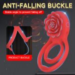Wholesale Rose Cock Ring Clitoral Stimulator Vibrating Couple Silicone Ring Man Penis Rings for Men Ejaculation Delay Red 80g - 图片 3