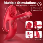 Male Cock Ring Couple Sharing Clitoral Rose Stimulation Sexual Device Lock Fine Delay Vibrating Penis Ring for Men - 图片 3