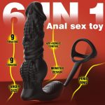Thrusting Prostate Massager Anal Vibrator for Men Double Ring Masturbation Tools 6 in 1 Vibrating Toys with Silicone Cock Ring - 图片 3