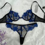 Mature Ladies Sexy Blue Lace Inner Wear Underwear Lingerie Nightwear - 图片 3