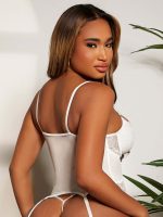 Women Black Sexy Garter Socking Teddy Lingerie Floral Bodysuit Boudoir Bridal Outfits One Piece Lingerie for Women - 图片 3