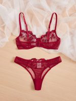 Women Fancy Floral Sexy Underwear Night Club Wear for Honeymoon Lingerie Set - 图片 3