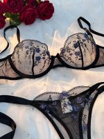 Women Sexy Embroidered Flower Sweet Mesh Lingerie Set Transparent Bra Set Sexy Women Lingerie Set - 图片 3