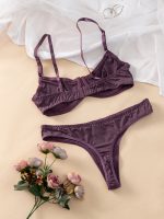 Solid Color 2 Pieces Lingerie Honeymoon Sexy Bra and Panties Underwear Romantic Bra Set for Women - 图片 3
