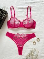 Hot Sell Women Sexy Embroidery Underwire Push up Bra Underwear Floral 2 Piece Lace Mesh Lingerie Sets Many Colors - 图片 3