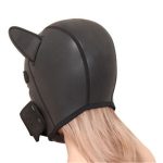 Black PU Leather Bondage Hood, Full Face Blinder Detachable Cover Eye Head for Unisex Adult Play, BDSM Sex Maskes - 图片 3