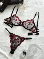 Lady Open Bra G-string Ser Womens Sexy Underwear Night Party See Through Lingeries Set for Wholesale - 图片 3