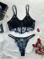 Girls Floral Lingerie Hot Transparent Unique Design Young Teens Hook Closures Bra Brief Set - 图片 3