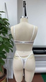 Pure White Lace Lingerie for Women Sexy Comfortable Breathable Push-Up Bras Embroidered Summer Fresh Panties-Thongs - 图片 3