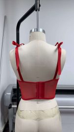 Women's Sexy Lace Hollow Fishbone Embroidery Body Shaping Bra & Brief Sets Temptation Sling Waist Logo Pure Desire Underwear - 图片 3