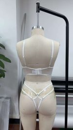 Women's Sexy Lace Eyelash Lingerie Set Beautiful Thin Soft Underwire Fishbone Body-Shaping Vest-style Bra and Panty Set - 图片 3