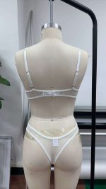 Wholesale Young Lady Fancy Push-Up Lace 3/4 Cup See-Through Bra Top Sexy Bandage Summer Bra Panty Set - 图片 3