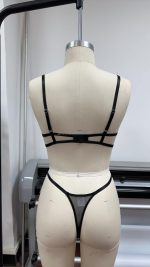 Women's Sexy Pure Desire Lingerie Set with Thin Floral Embroidery Lace Push-up Side Breast Control Logo Positioned at Waist - 图片 3