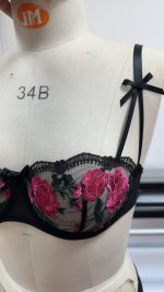 Women's Sexy Pure Desire Floral Embroidery Lace Push-up Side Breast Control Lingerie Set Logo Positioned Waist Bra & Briefs - 图片 3
