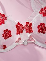 Wholesale Young Lady Fancy Push up Embroidered See Through Bra Top Sexy Bandage Erotica Bra Panty Set - 图片 3