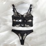 Women's Sexy Lingerie Lace See-through Embroidered Bra Thong Two-piece Set Passionate Sleepwear Hot Sale New Arrival - 图片 3