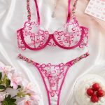 Wholesale Hot Sale Sexy Three Piece Set for Women Black Eyelash Lingerie Bikini Bra and Thongs-for Summer - 图片 3
