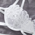 Manufacturers Erotic Lingerie Set Sexy See-Through Pink Mesh Heart Embroidery Gathered Bra Set for Women Sexy Underwear Set - 图片 3