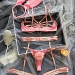 Women's Cute Floral Satin Lace Lingerie Set Sexy Push-up Bralette and Panty Perspective See-Through Underwear Set - 图片 3