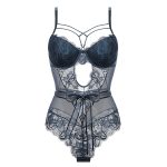 Wholesale Custom Women's Sexy One-Piece Jumpsuits Transparent Lace Hollowed-Out Jersey Fabric Lingerie - 图片 3