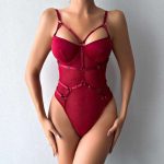 Sexy Halter Strap Bondage Cross Erotic Lingerie with Underwire, See-through, Body-shaping One-piece for - 图片 3