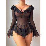 Custommade Sexy Transparent Lingerie Set with Nominimum Requirements Lace Openwork Mesh Pure Sensual Dressmade of Knitted Fabric - 图片 3