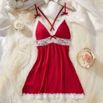 Erotic Lingerie, Sexy Halter, Lace Patchwork, Butterfly, Sweet Girl's Halter, Detachable Chest Pad, Nightgown Set, Bestseller - 图片 3