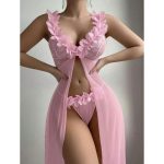A Popular European and American Women's Sexy and Seductive Mesh Lace Three-dimensional and Interesting Dress Set - 图片 4