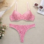 European and American Bestsellers of Romantic Lingerie, Heart-shaped Printed Mesh Fabric Set, Steel Ring Sexy Lingerie Set - 图片 4