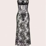 A New Style of Russian Sexy and Romantic Long Dress with See-through Lace Trim and Cherry Embroidery Shoulder Straps - 图片 4