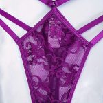 A Set of Sexy and See-through purple Hollowed-out Sex Underwear From Europe and America, Featuring Thin Lace Mesh Embroidery - 图片 4