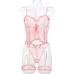 A Fashionable and Popular European and American Mesh Fabric Patchwork Backless Sexy Lace-up Halter Jumpsuit for Women - 图片 4