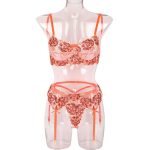 Wholesale of New Blue Embroidered Lingerie Set, Heavy Craftsmanship, Sexy Hosiery and Erotic Lingerie Three-piece Set - 图片 4