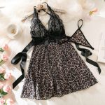 A Popular Lace-trimmed Women's See-through Patchwork Dress with Printed Ties and a Sexy Nightgown From Europe and America - 图片 4