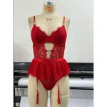 A New European and American Lace Patchwork Seductive One-piece Iron Ring Patchwork Sexy and Interesting Lingerie Set - 图片 4