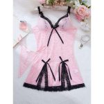 A New European and American Style Lace Sexy Bow, Lace Mesh Transparent and Interesting Halter Dress with Thongs - 图片 4