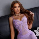 High Quality Women's Nightdress Transparent Seductive Halter with Lace Trim Embroidery Lingerie Sleepwear Free Size Nightdress - 图片 4