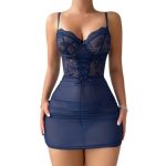 Women's Sexy Lingerie Lace Sheer Temptation Nightdress Thong Two-Piece Set in Stock Hot New Arrival - 图片 4