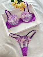 Sexy Women's Lingerie 2 Piece Mature Embroidery Erotic See Through Lingerie Underwear Panty Set Hot-Selling In-Stock - 图片 4