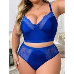 European and American Sexy Lingerie, Plus-size Lace Patchwork Lingerie, Lace-tightening, Anti-sagging and Adjustable Bra Set - 图片 4