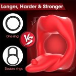 App Control Cock Ring Vibrator Dual Motor Vacion APP Locking Ring Tongue Lick the Clitoral Stimulator for Men Toys - 图片 4