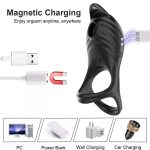 Sax Toys for Man Silicone Vibrating Double Cock Ring Sleeve Cock Penis Vibrator Ring for Men - 图片 4