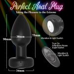Colorful Light Silicone Rose Anal Plug Butt Massager Prostate Vibrator Sex Toy for Men Gay Wireless Remote Control Anal Plug - 图片 4