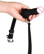 Silicone Realistic Dildo Gag With Ball, Adjustable Strap on Mouth Gag for SM Black - 图片 4