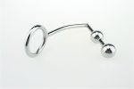 Anal Plug Cock Ring With Ball Metal Steel Hook Chrome Butt - 图片 4