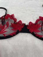 Big Hips Hot Girls Floral Embroidery Women's Strappy Brief Bra Panty Sets - 图片 4