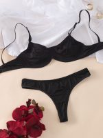 Custom Logo Young Ladies Sexy Night Net Bra Sets Fantasy Women Sexy Underwear Sexy Bra Thongs Set - 图片 4