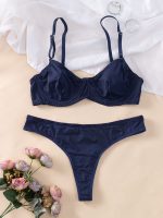 Solid Color 2 Pieces Lingerie Honeymoon Sexy Bra and Panties Underwear Romantic Bra Set for Women - 图片 4